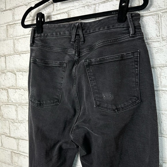 Good American Jeans Good Classic Straight Leg High Waist Ripped Stretch Black 10 - Picture 10 of 11